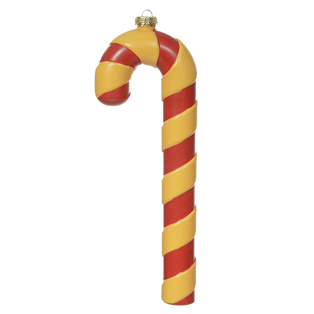 ENFEITE NATAL BENGALA PENDURAR. (VERMELHO AMARELO) 31X11,5X4,1cm
