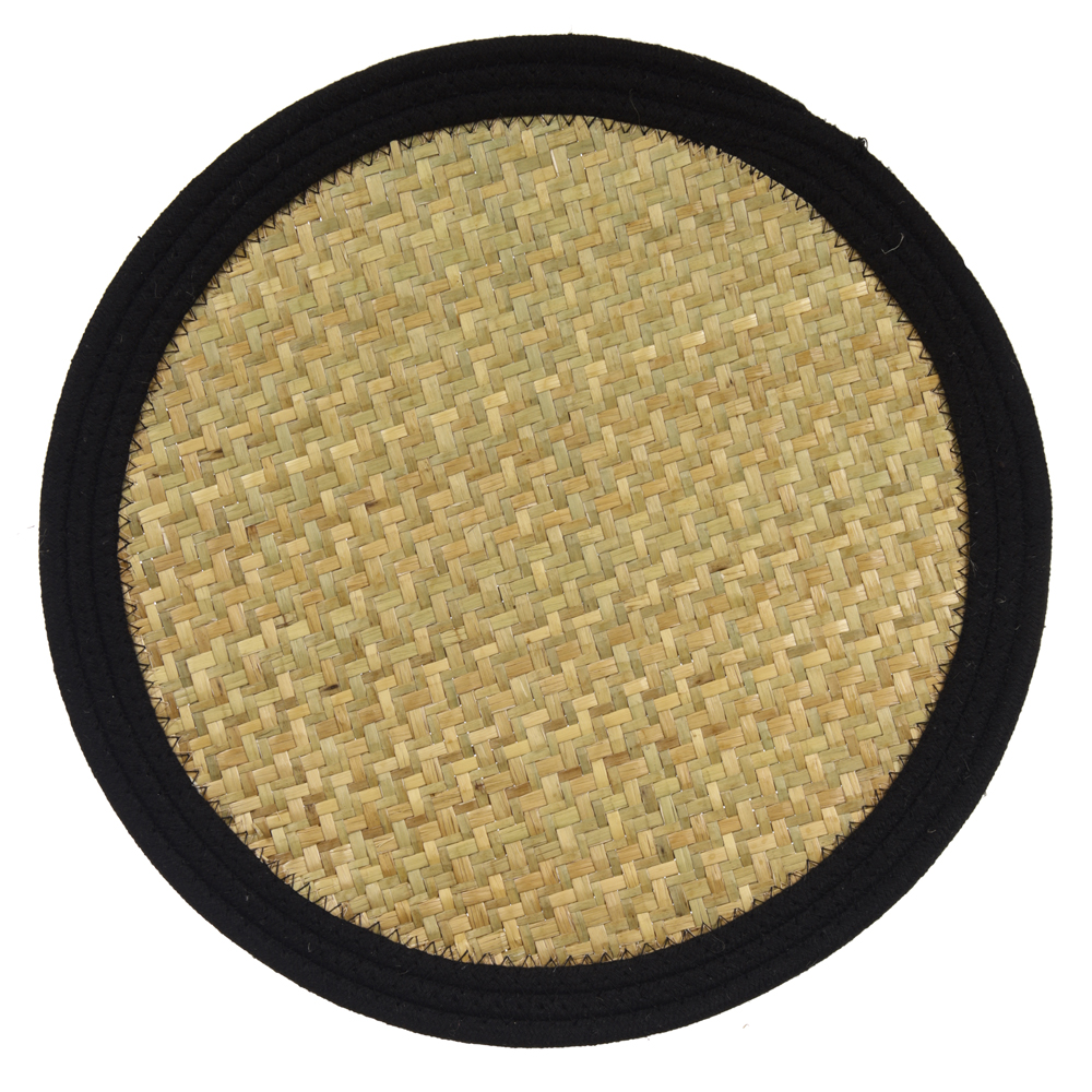 LUGAR AMERICANO SEAGRASS 38X38cm C/ALGODAO ORLA (PRETO)