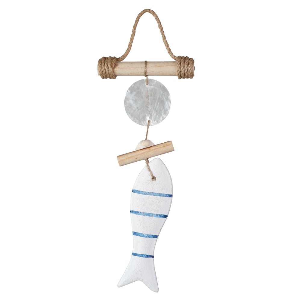 ENFEITE NATAL PEIXE PENDURAR (AZUL BRANCO) 26X10cm