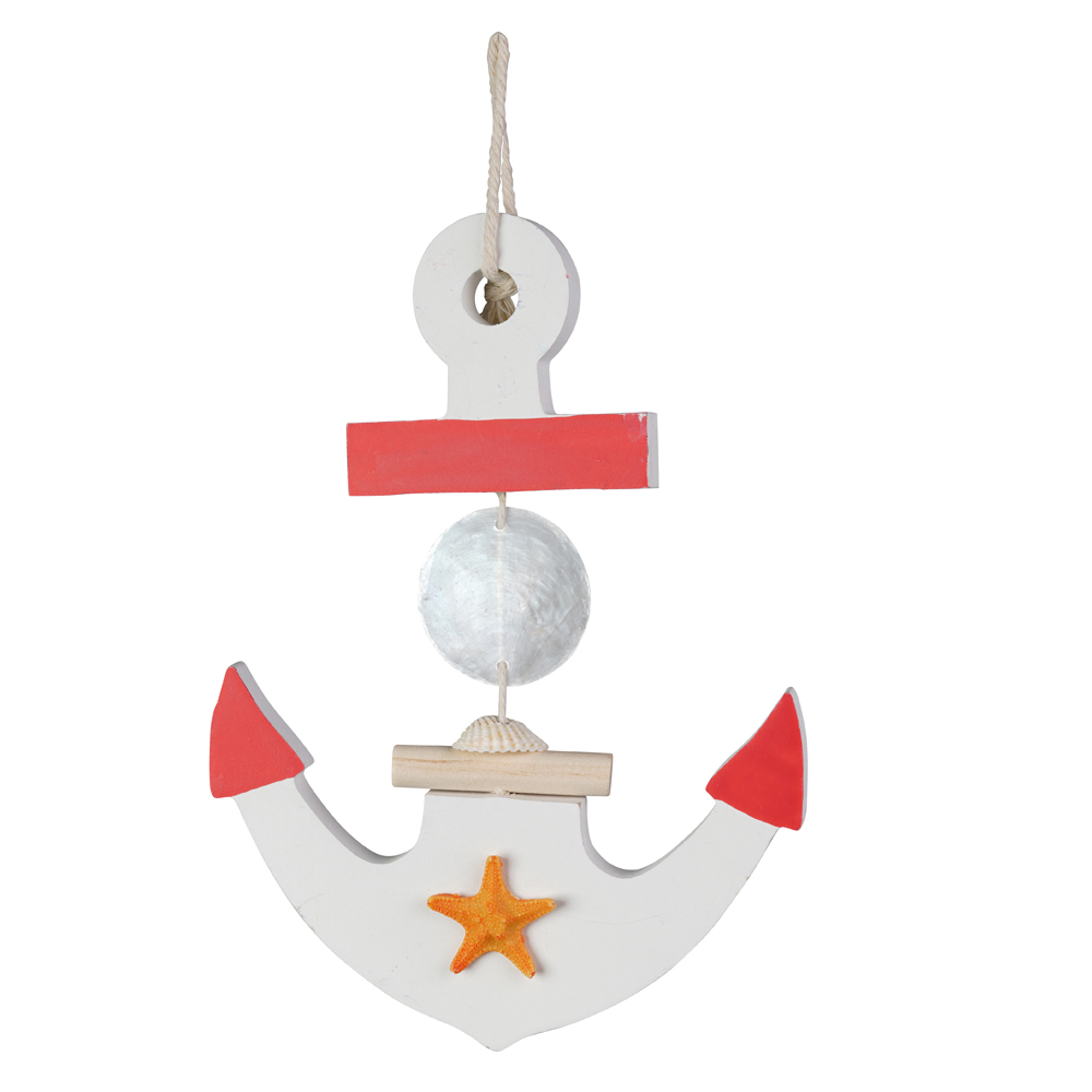 ENFEITE NATAL ANCORA PENDURAR (VERMELHO BRANCO) 22X16,5cm