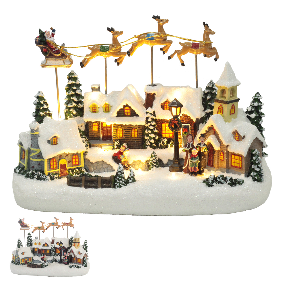 VILA NATAL TRENO. C/MOVIMENTO (COLORIDO) 23X34X16,5CM