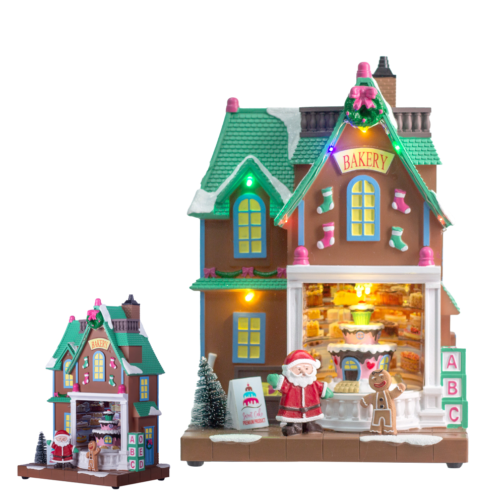 LOJA NATAL PADARIA C/MOVIMENTO (COLORIDO) 26,5X18,1X12,1CM