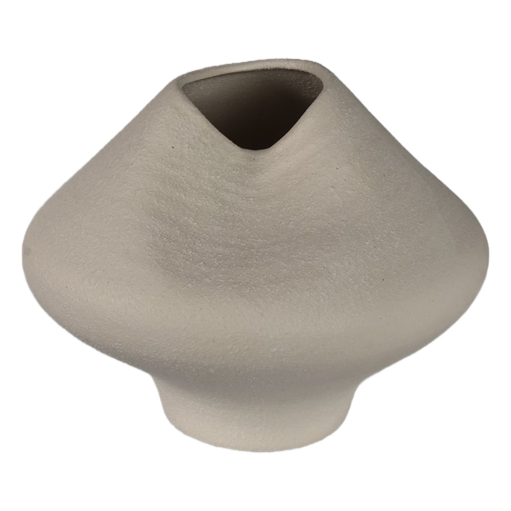 VASO DECORATIVO CERAMICA ORGANICO TEXTURIZADO (OFF WHITE) 17cm 22d