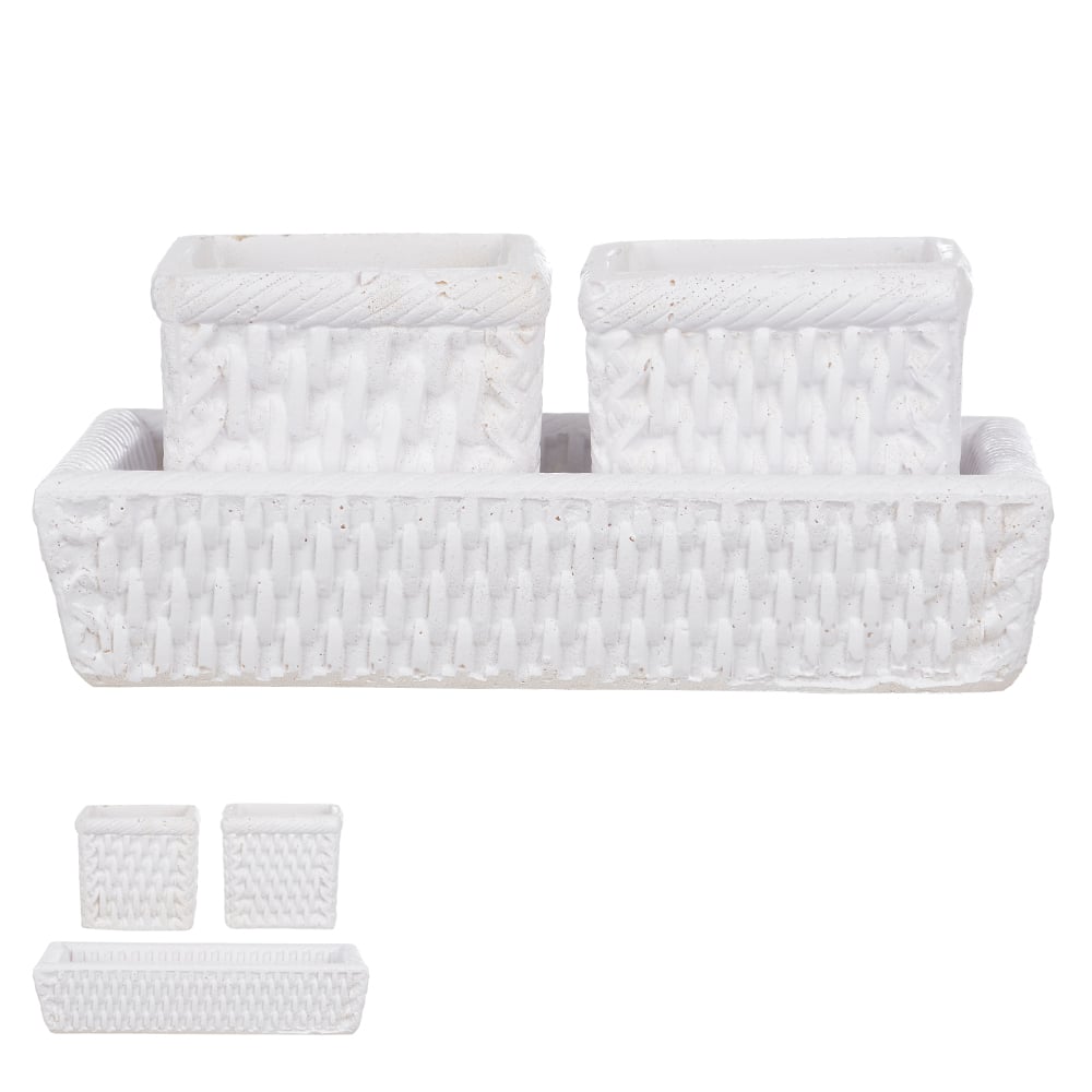 KIT BANDEJA PU C/ 2 VASOS NATAL (BRANCO) 16X10X7,5CM