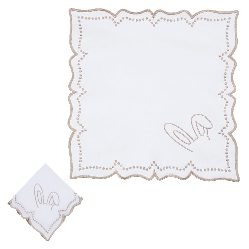 GUARDANAPO COELHO PASCOA PERCAL (BRANCO) 40X40CM