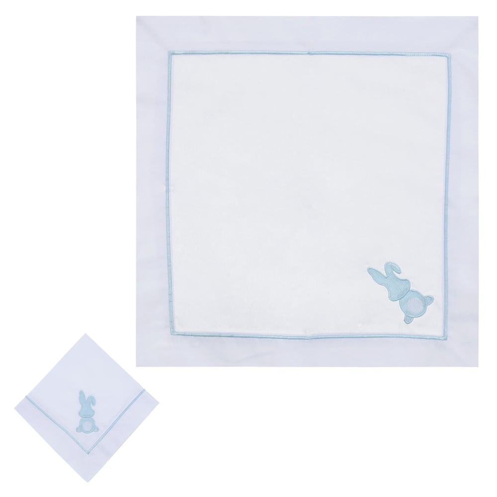 GUARDANAPO COELHO PASCOA PERCAL (BRANCO  AZUL) 40X40CM