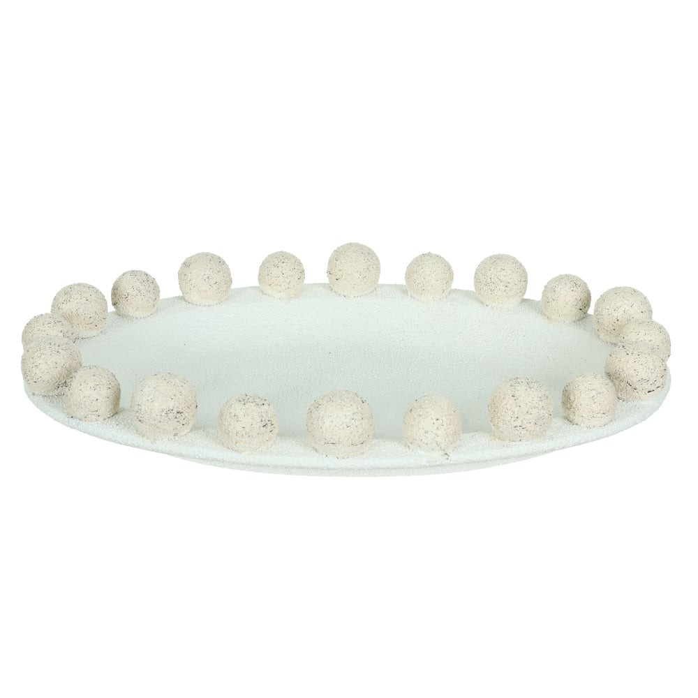 CENTRO DE MESA DECOR CERAMICA BALLS (BRANCO BEGE) 7X39X28cm