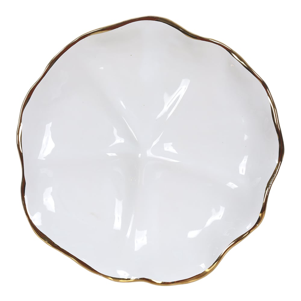 ESCULTURA DE PAREDE CERAMICA ORGANICA (BRANCO DOURADO) 4cm 23d