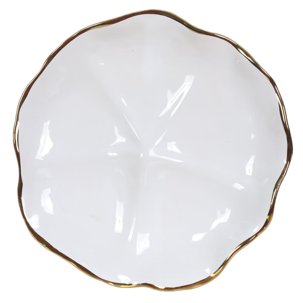 ESCULTURA DE PAREDE CERAMICA ORGANICA (BRANCO DOURADO) 3cm 19d
