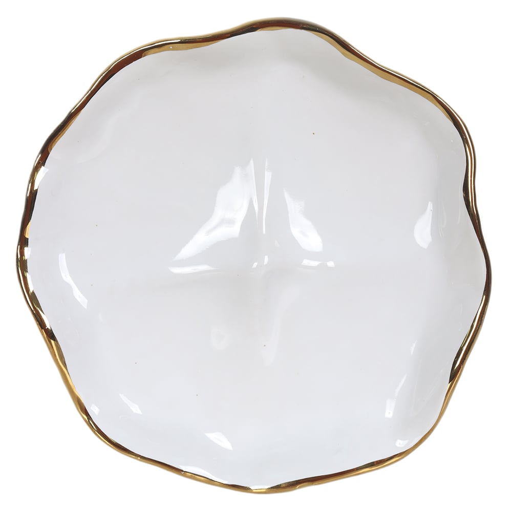 ESCULTURA DE PAREDE CERAMICA ORGANICA (BRANCO DOURADO) 2cm 14d