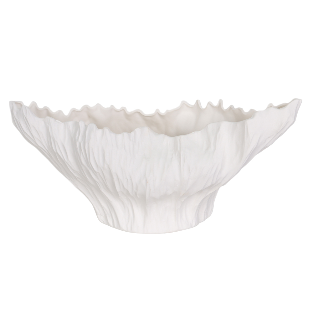 CENTRO DE MESA CERAMICA ORGANICO TEXTURIZADO (BRANCO) 21,5X44X17,5cm
