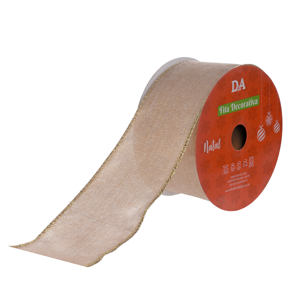 FITA ARAMADA TECIDO METALIZADA C/COSTURA (ROSE) 6,3cmX9,14m