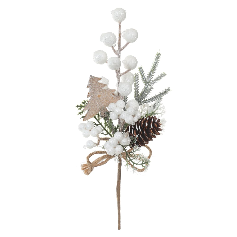 H.PICK BERRY NATAL C/PINHA (BRANCO GLITTER) 28cm