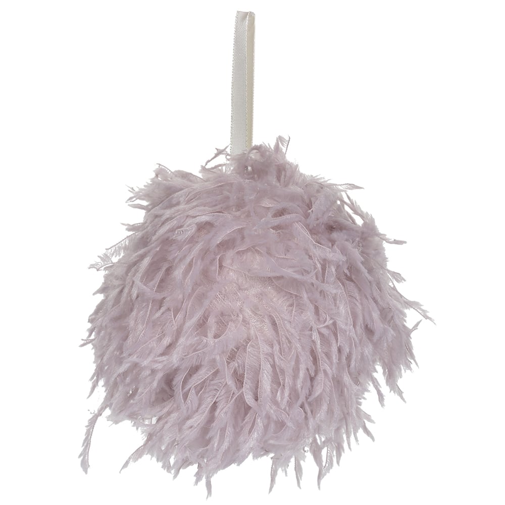 BOLA PLUMAS DECORADA (ROSA CLARO) 8cm