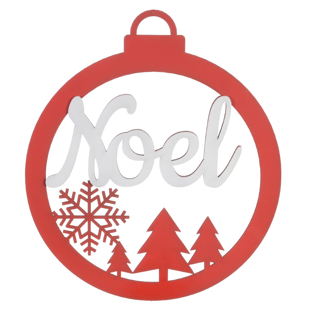 ENFEITE NATAL NOEL MDF (VERMELHO E BRANCO) 25X21CM
