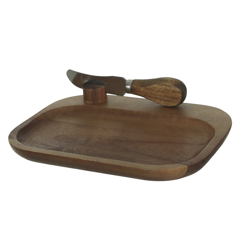 TABUA DE FRIOS MD ACACIA 3X15X19,5cm C/ESPATULA QUEIJO RT (BEGE)