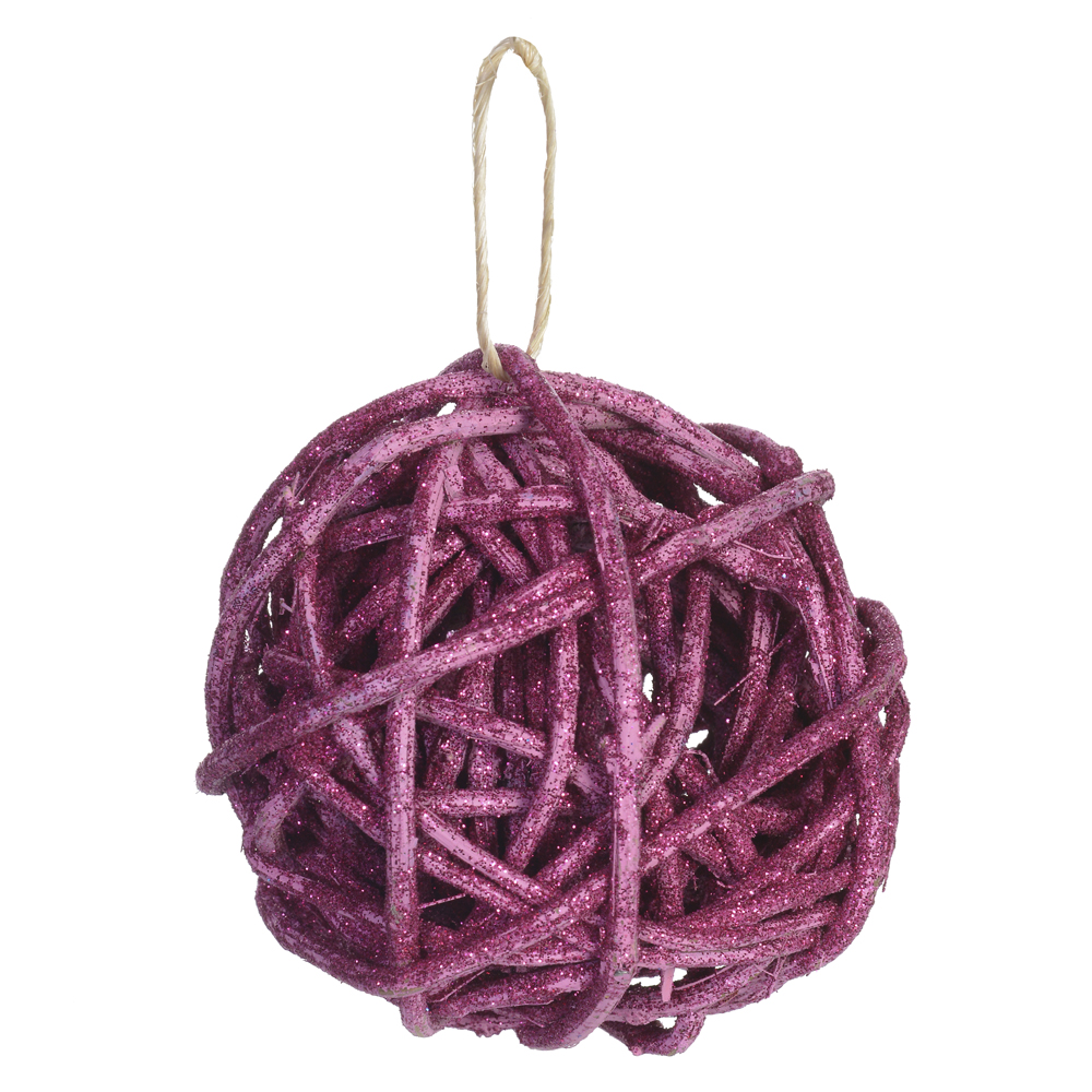 ENFEITE BOLA RUSTICA (ROSA) 10CM