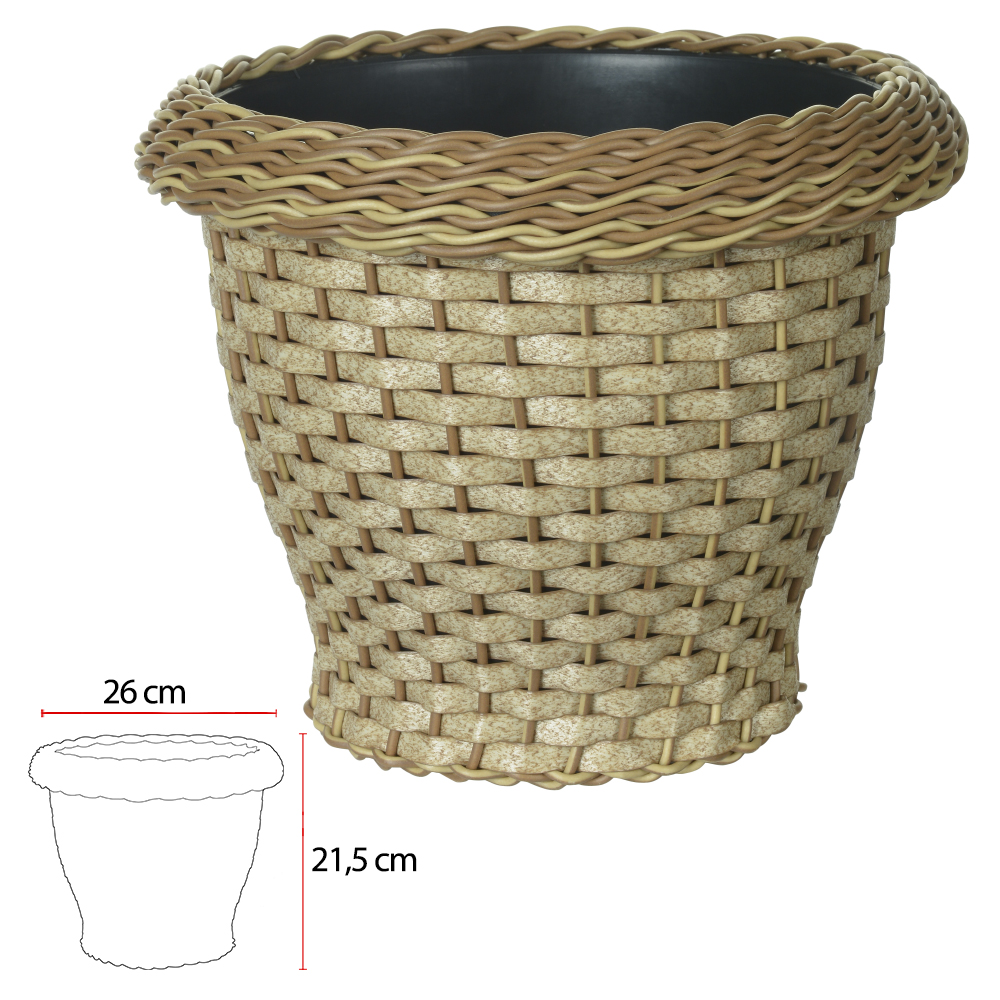 VASO POLIPROPILENO C/ BORDA (PALHA) 21,5X26CM