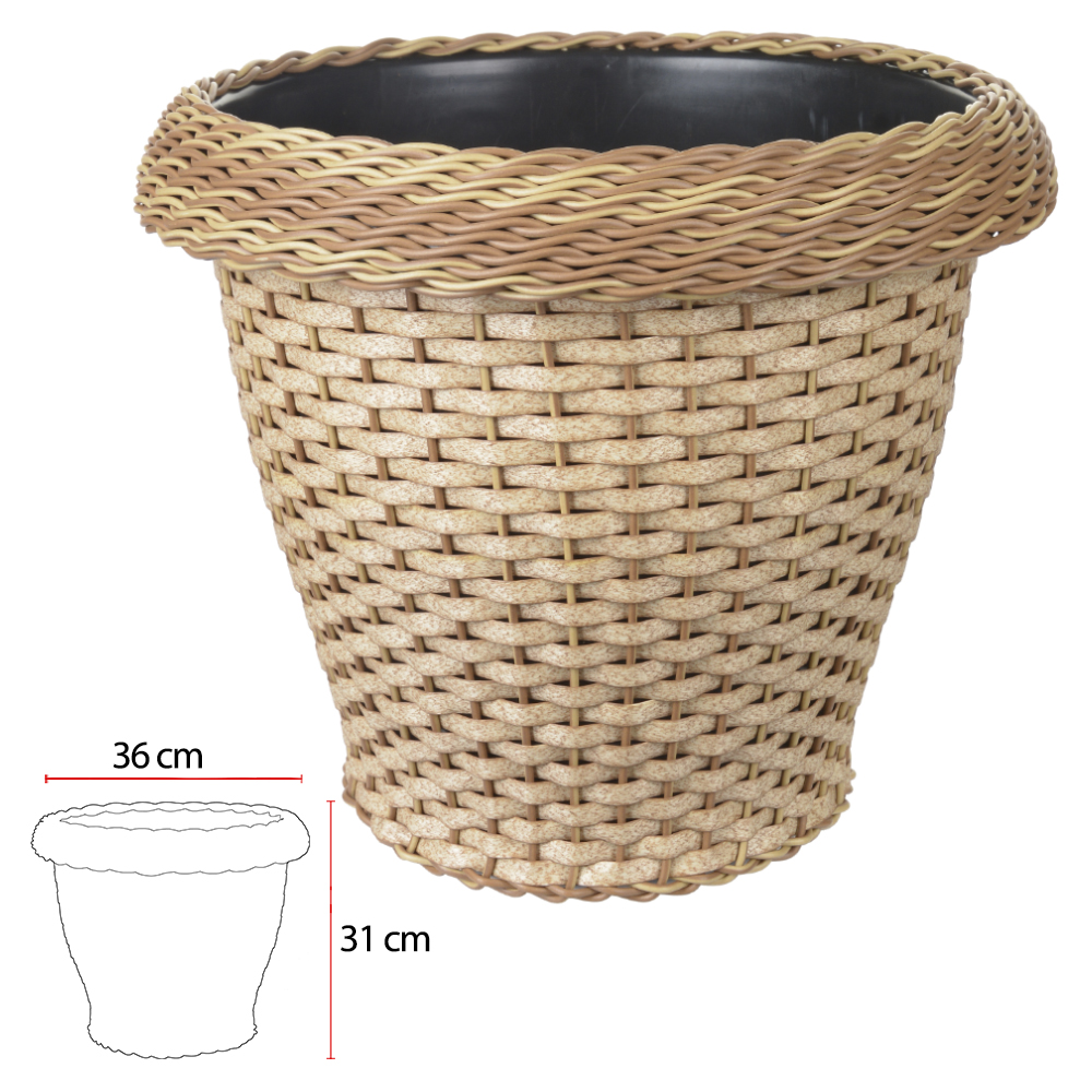 VASO POLIPROPILENO C/ BORDA (PALHA) 31X36CM