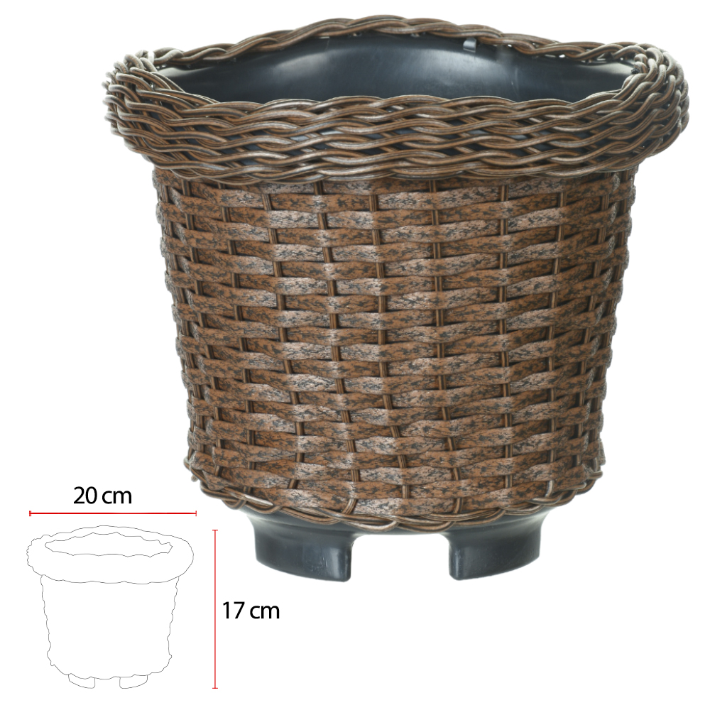 VASO REDONDO POLIPROPILENO C/ BORDA (MARROM) 17X20CM