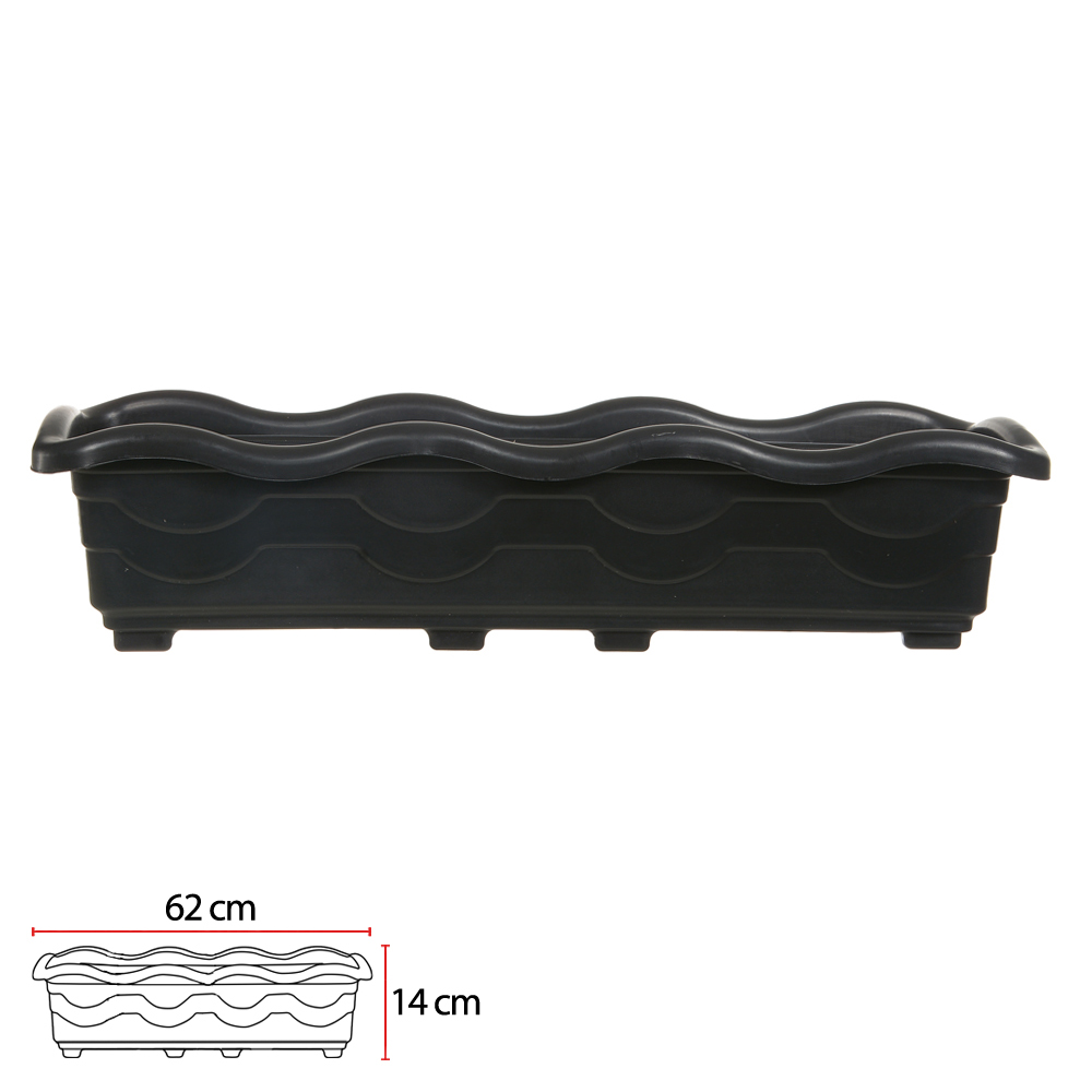 JARDINEIRA PLASTICO G (PRETO) 62X14X20CM