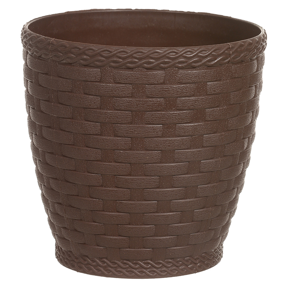 VASO REDONDO RATTAN PLASTICO (MARROM) 10,5X11CM