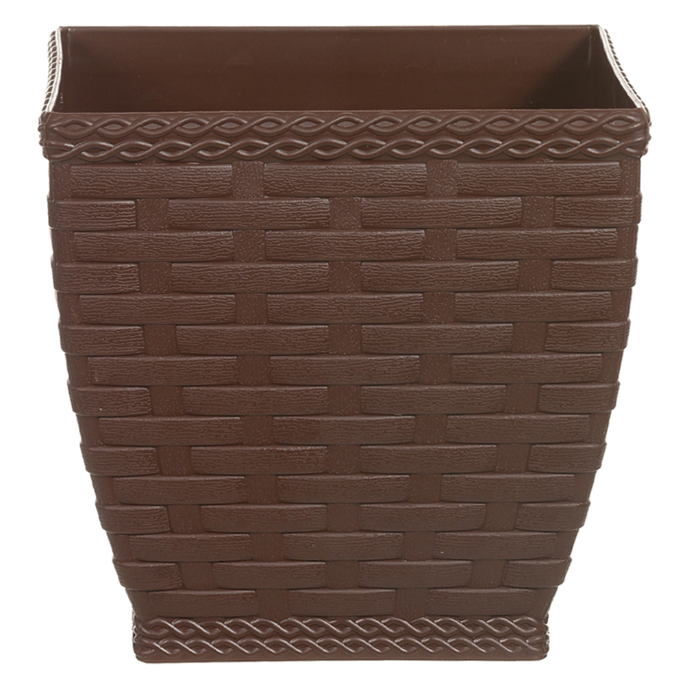 VASO QUADRADO RATTAN PLASTICO (MARROM) 11X10,5X8CM
