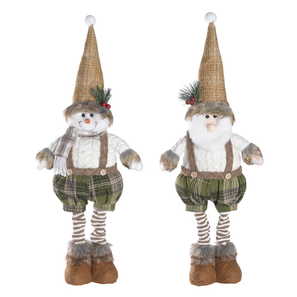 BONECO DE NEVE E PAPAI NOEL NATAL C/2 (VERDE BEGE) 65cm