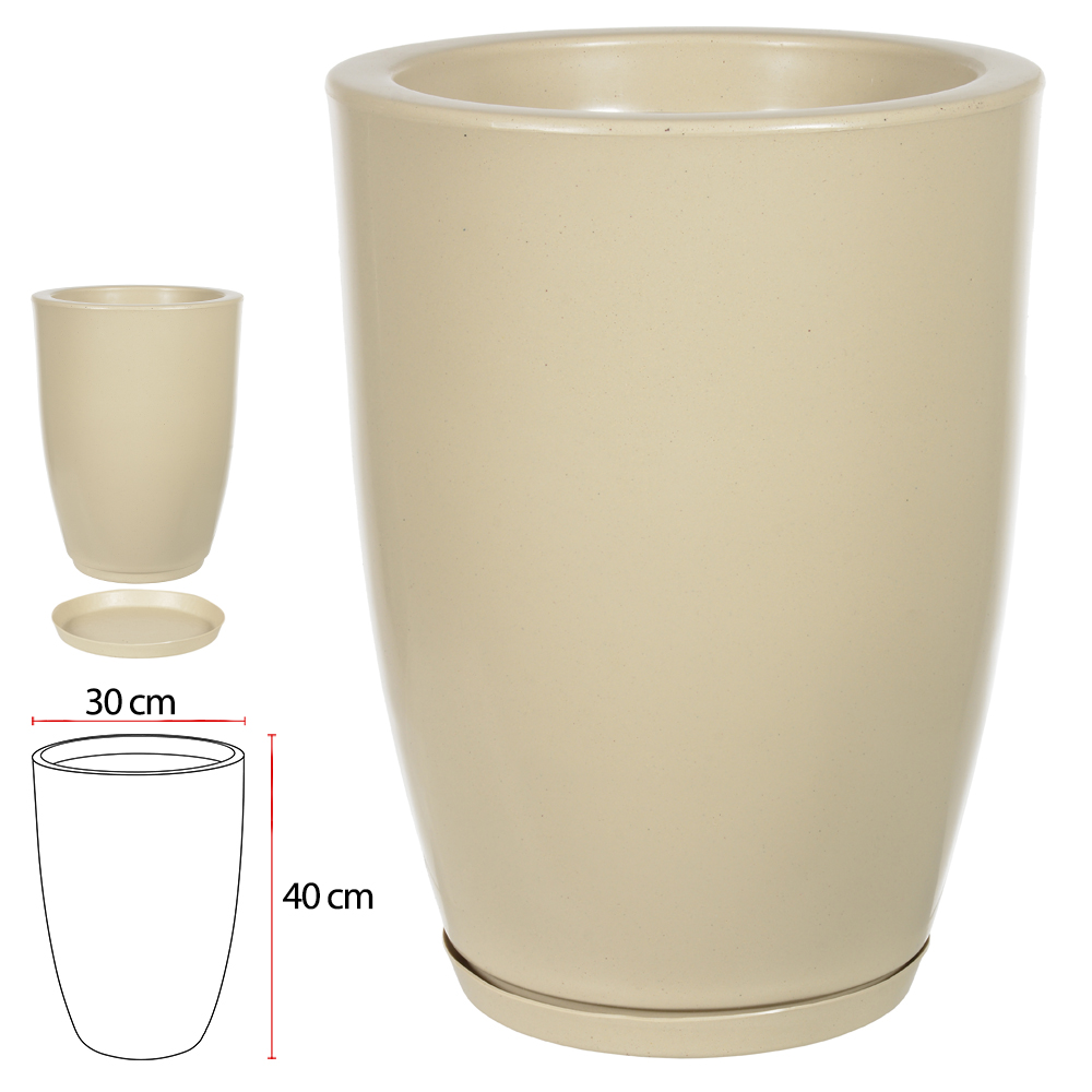VASO CONE POLIDO POLIETILENO (BEGE) 40X30CM
