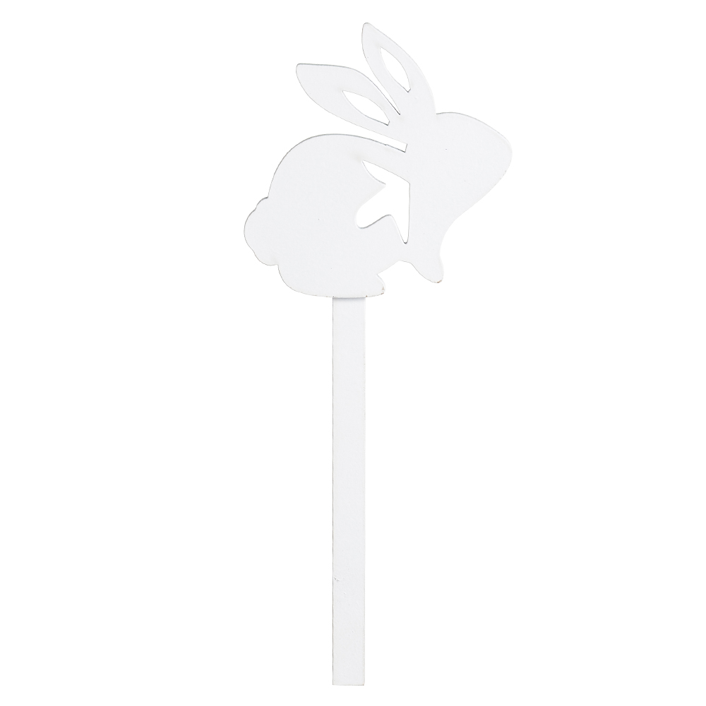 ENFEITE PLACA COELHO PASCOA MDF (BRANCO) 8X6X20CM
