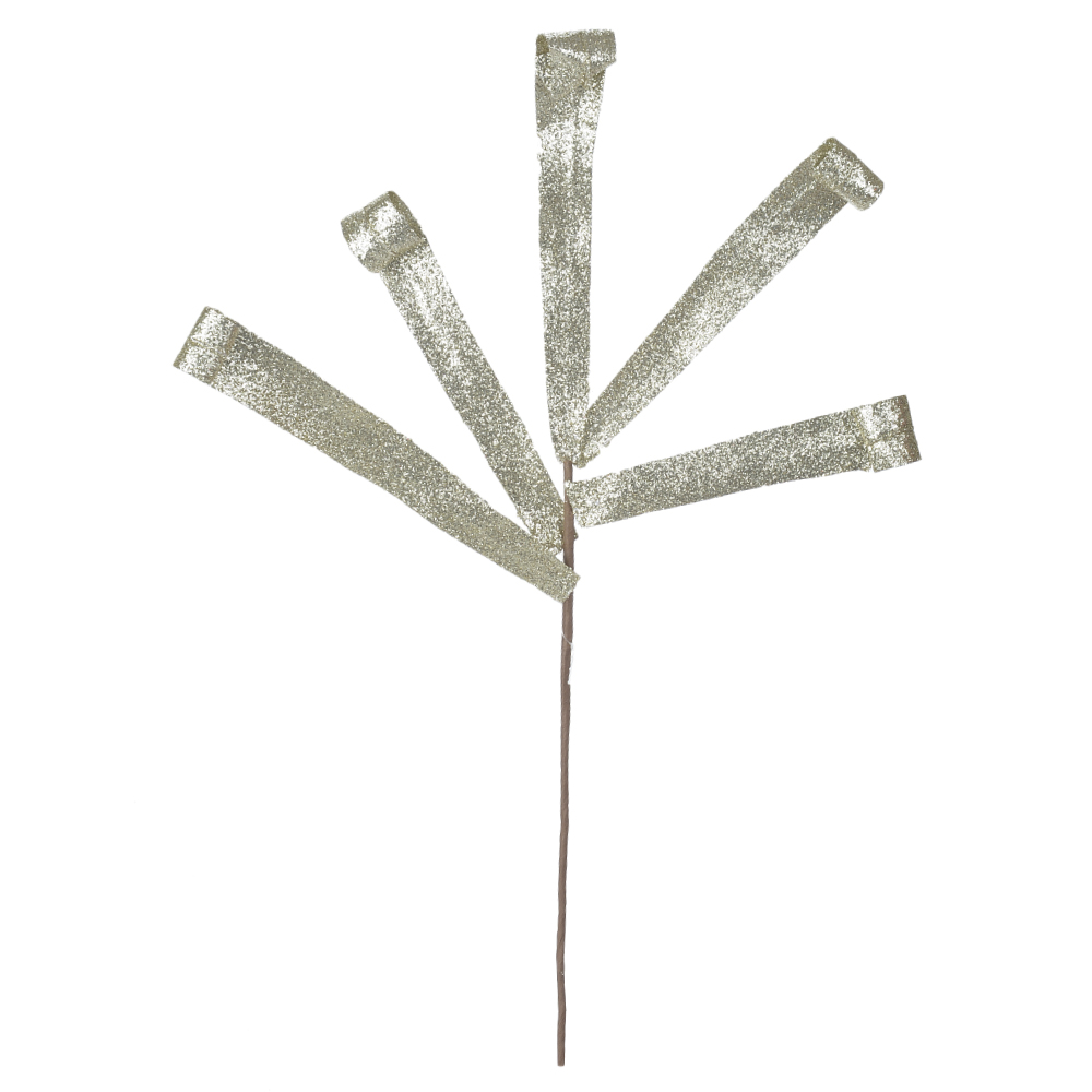 C.FOLHA NATAL C/GLITTER X5 (CHAMPANHE) 70cm