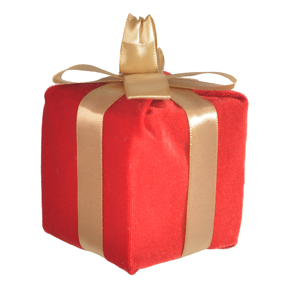 ENFEITE PRESENTE NATAL (VERMELHO DOURADO) 8X8X10cm