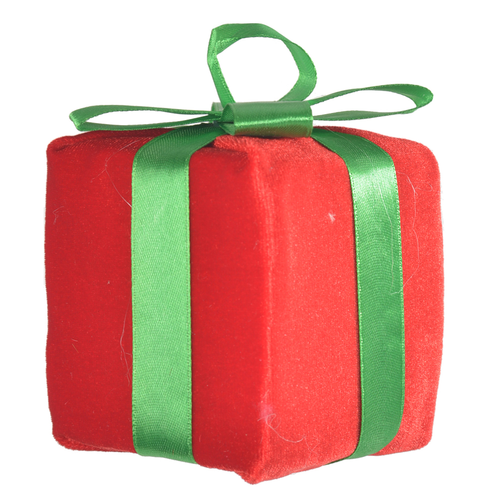 ENFEITE PRESENTE NATAL (VERMELHO VERDE) 8X8X10cm