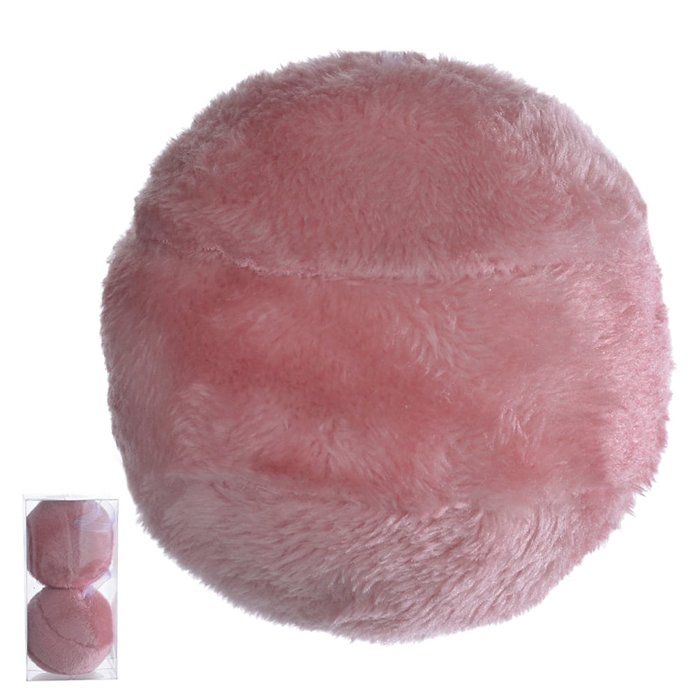 BOLA NATAL DECORADA PELUCIA PVC C/02 UND (ROSA CLARO) 10cm