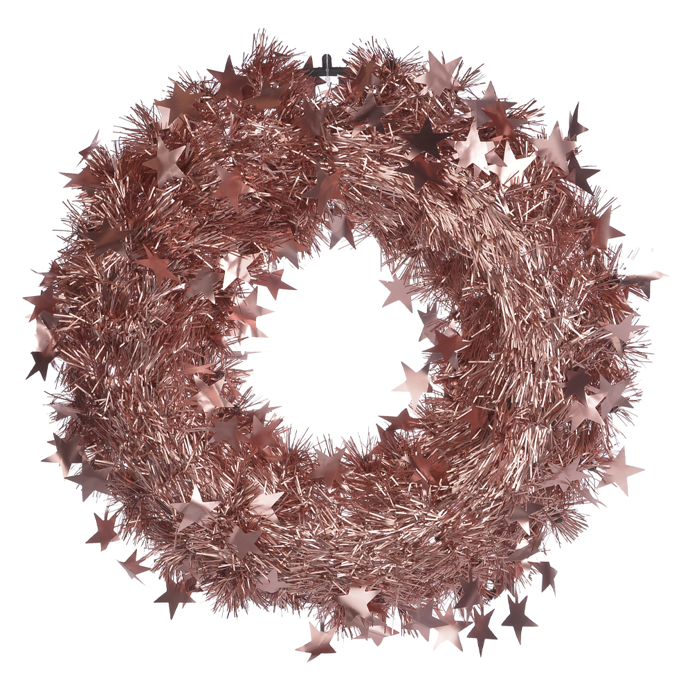 GUIRLANDA DECORADA ESTRELA (ROSE DOURADO) 38cm