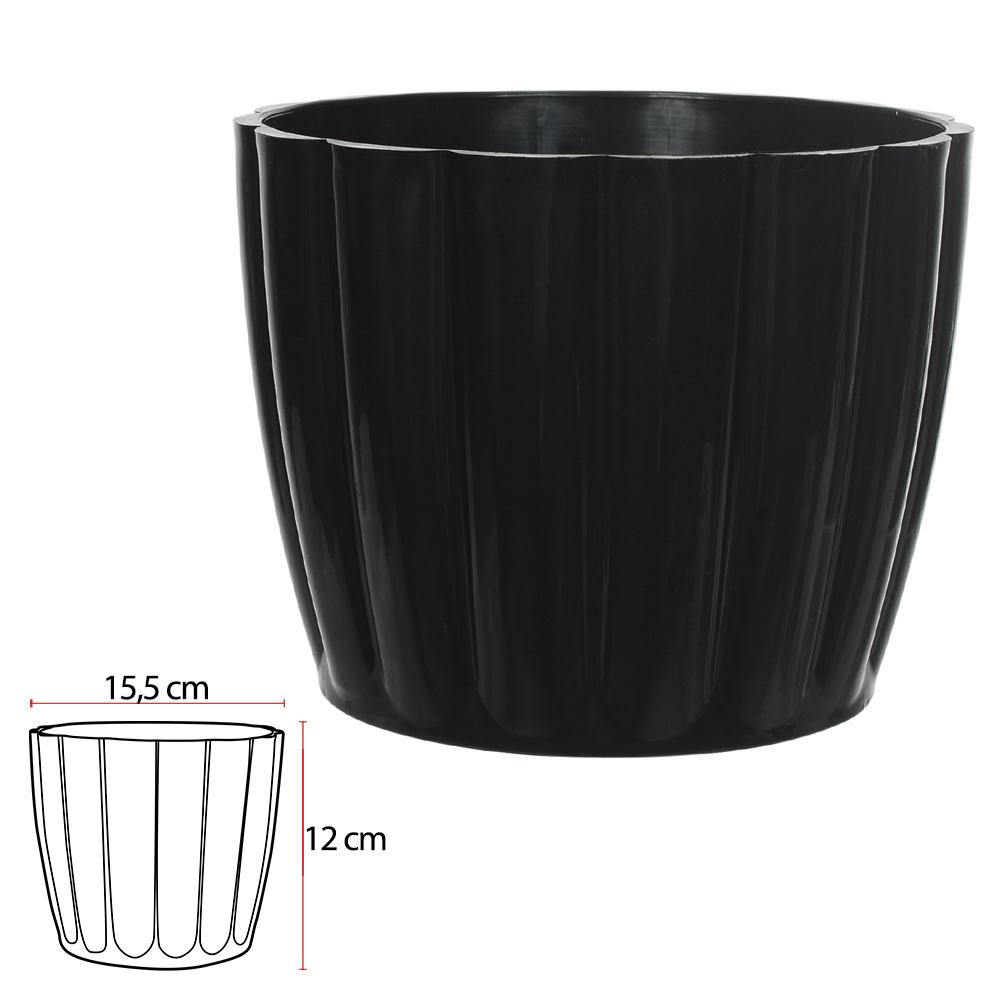 VASO MORANGO POLIPROPILENO (PRETO) 12X15,5CM