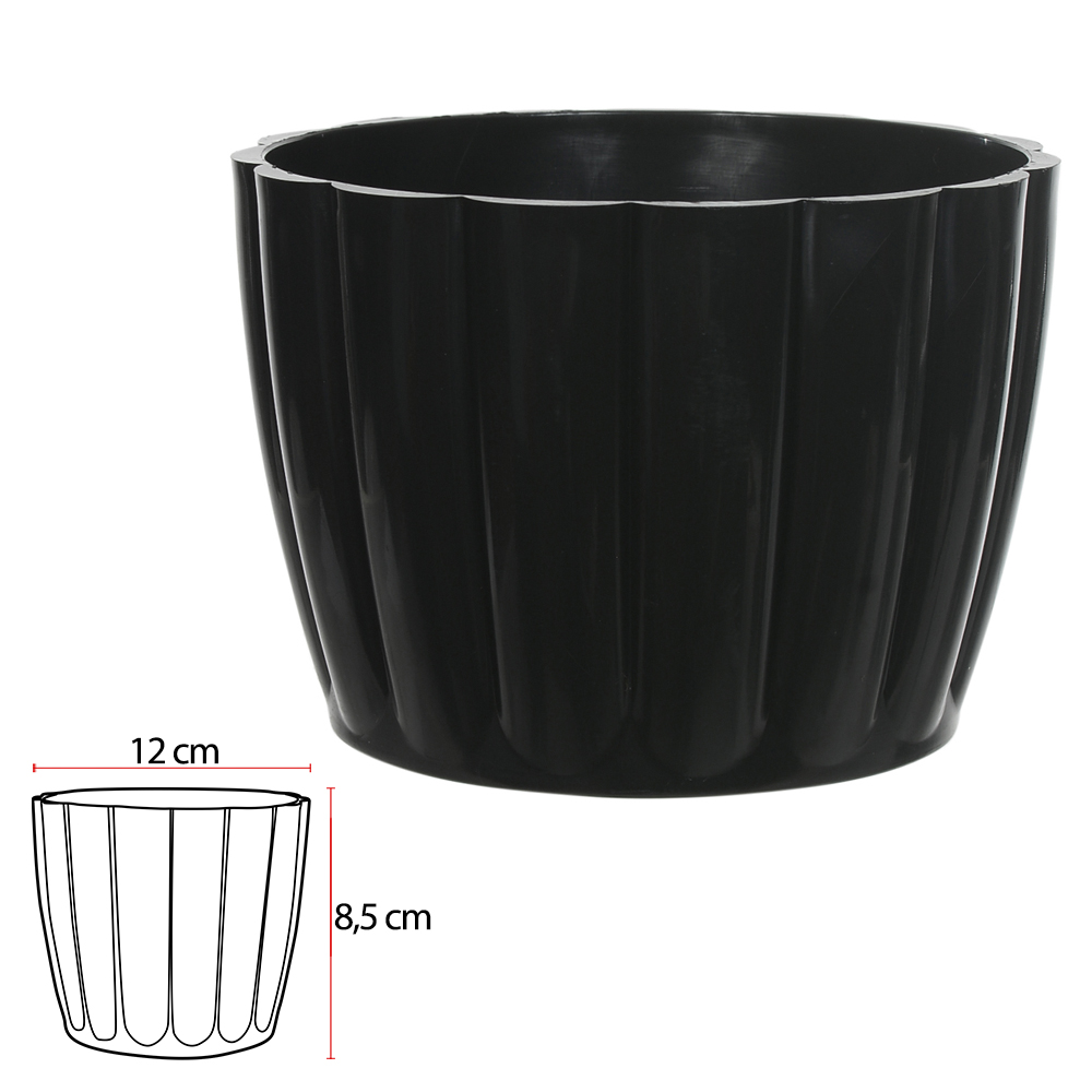 VASO MORANGA POLIPROPILENO (PRETO) 8,5X12CM