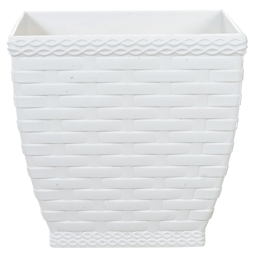 VASO QUADRADO RATTAN PLASTICO (BRANCO) 11X10,5X11CM