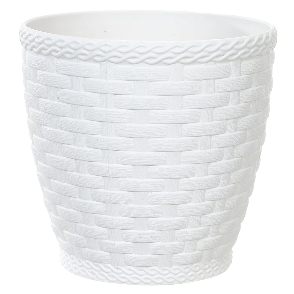 VASO REDONDO RATTAN PLASTICO (BRANCO) 10,5X11CM