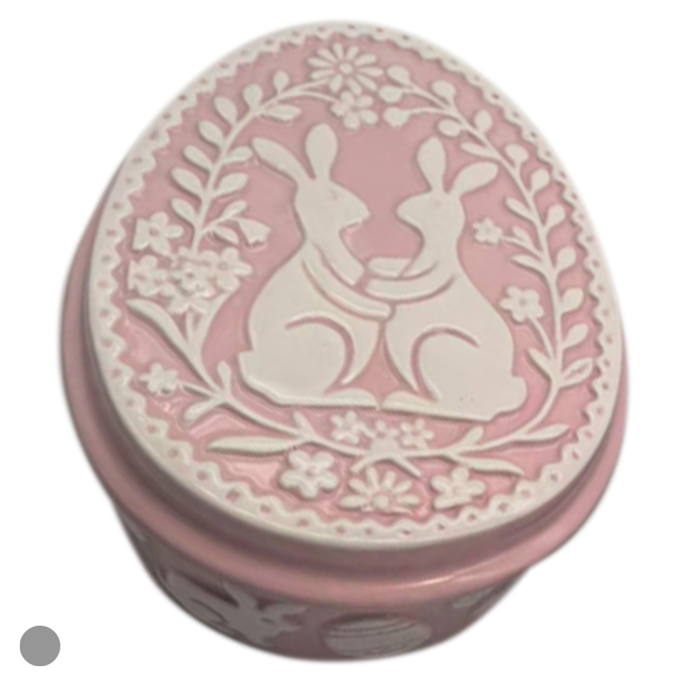 POTE DECORATIVO COELHOS C/TAMPA (ROSA) 8X16cm