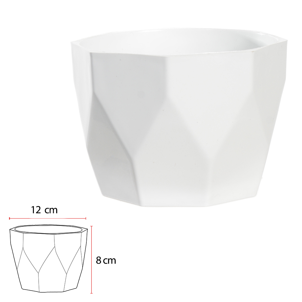 VASO CACHEPOT FACETADO (BRANCO) 8CM