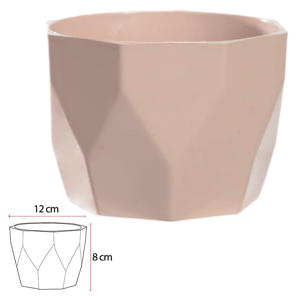 VASO CACHEPOT FACETADO (ROSE) 8CM