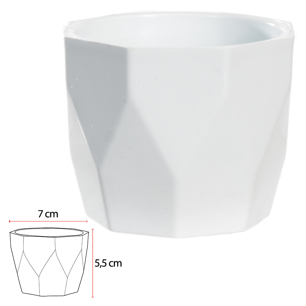 VASO CACHEPOT MINI FACETADO (BRANCO) 5,5CM