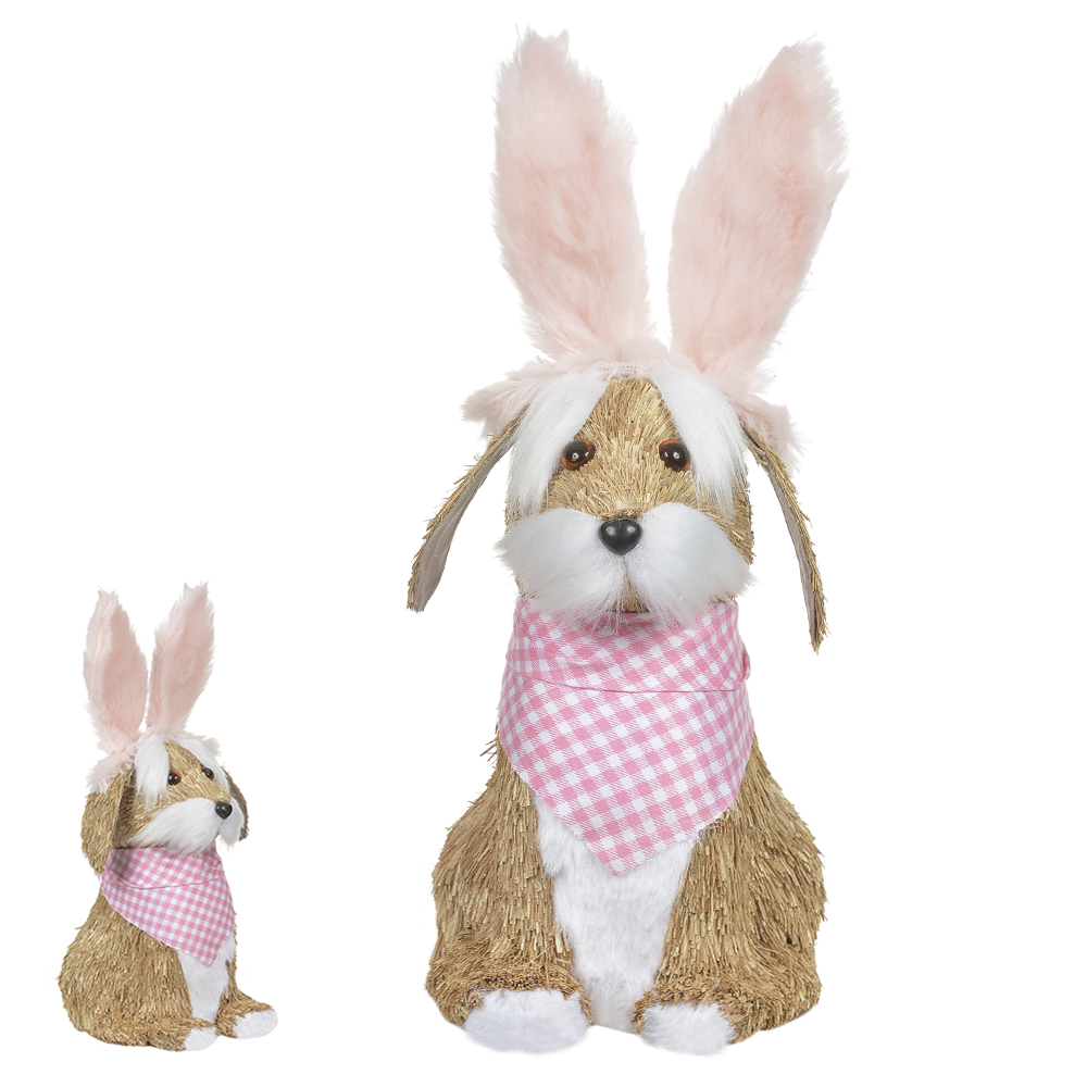 PASCOA C/ORELHAS COELHO PALHA (ROSA) 30X15CM