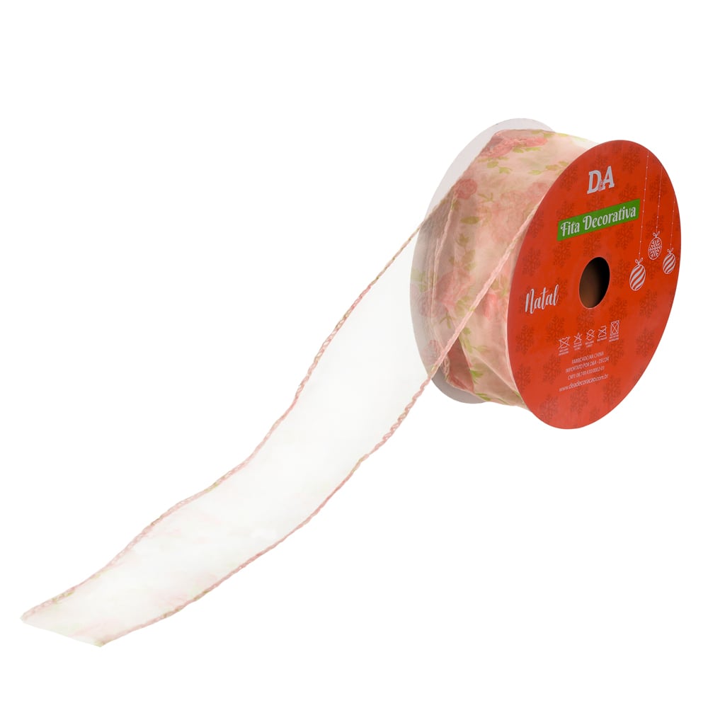 FITA ARAMADA ORGANZA C/COSTURA (ROSA) 3,8cmX9,14m