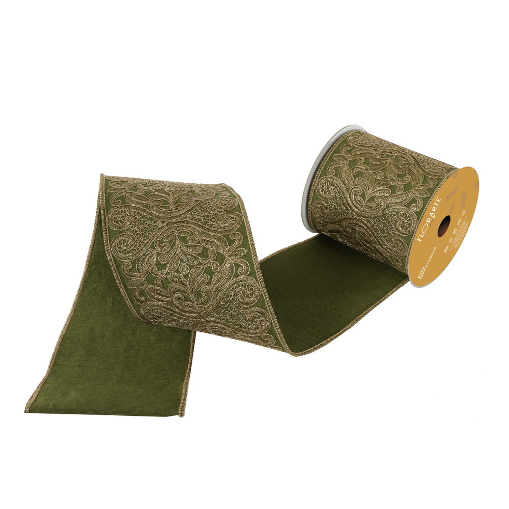 FITA ARAMADA TECIDO POLIESTER C/COSTURA (VERDE DOURADO) 10cmX4,57m