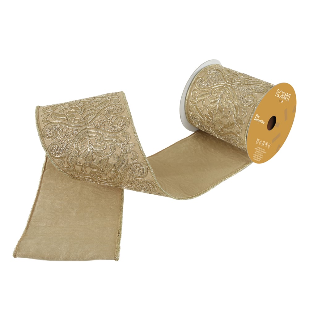 FITA ARAMADA TECIDO POLIESTER C/COSTURA (DOURADO) 10cmX4,57m