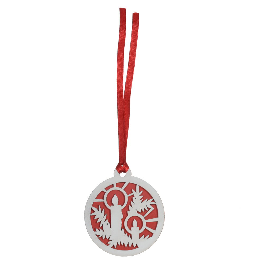 ENFEITE NATAL PENDURAR VELA (VERMELHO  BRANCO) 9X8CM