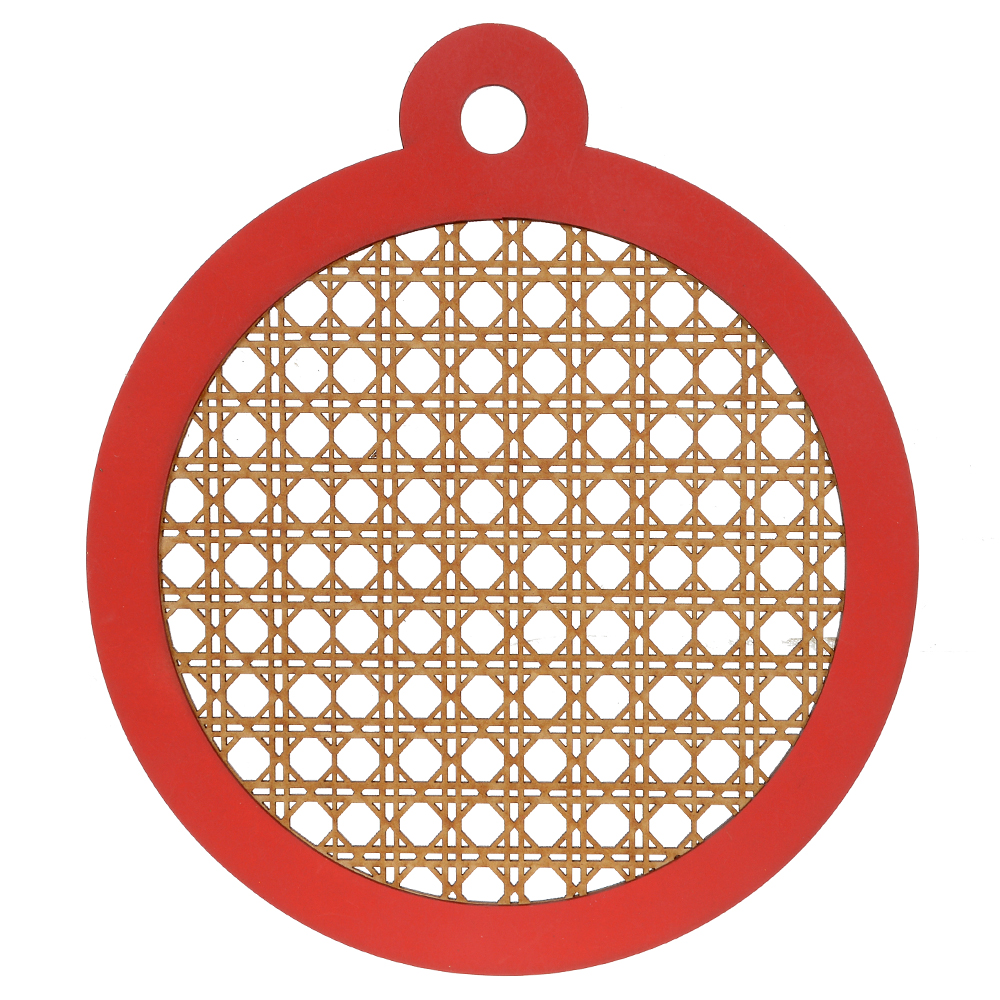 BOLA NATAL TRELICA (NATURAL  VERMELHO) 31CM