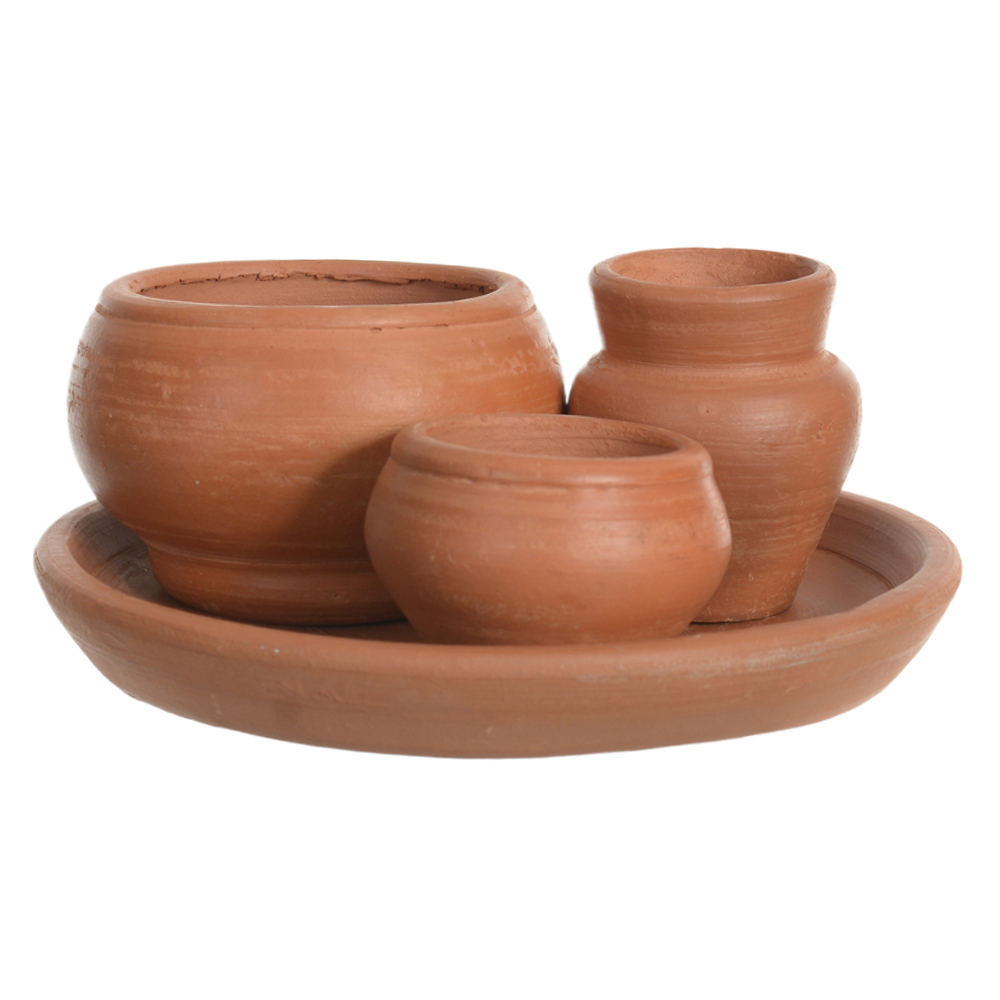 CONJUNTO MINI VASOS C/ 4 UND BARRO (NATURAL) 15CM